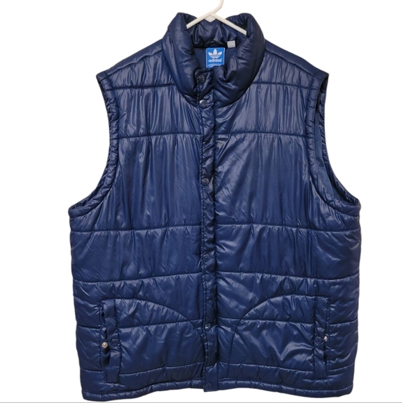 Adidas Originals Men's AC Padded Puffer Vest Big Tall Size 2XL Blue Snap Pockets - Picture 1 of 12